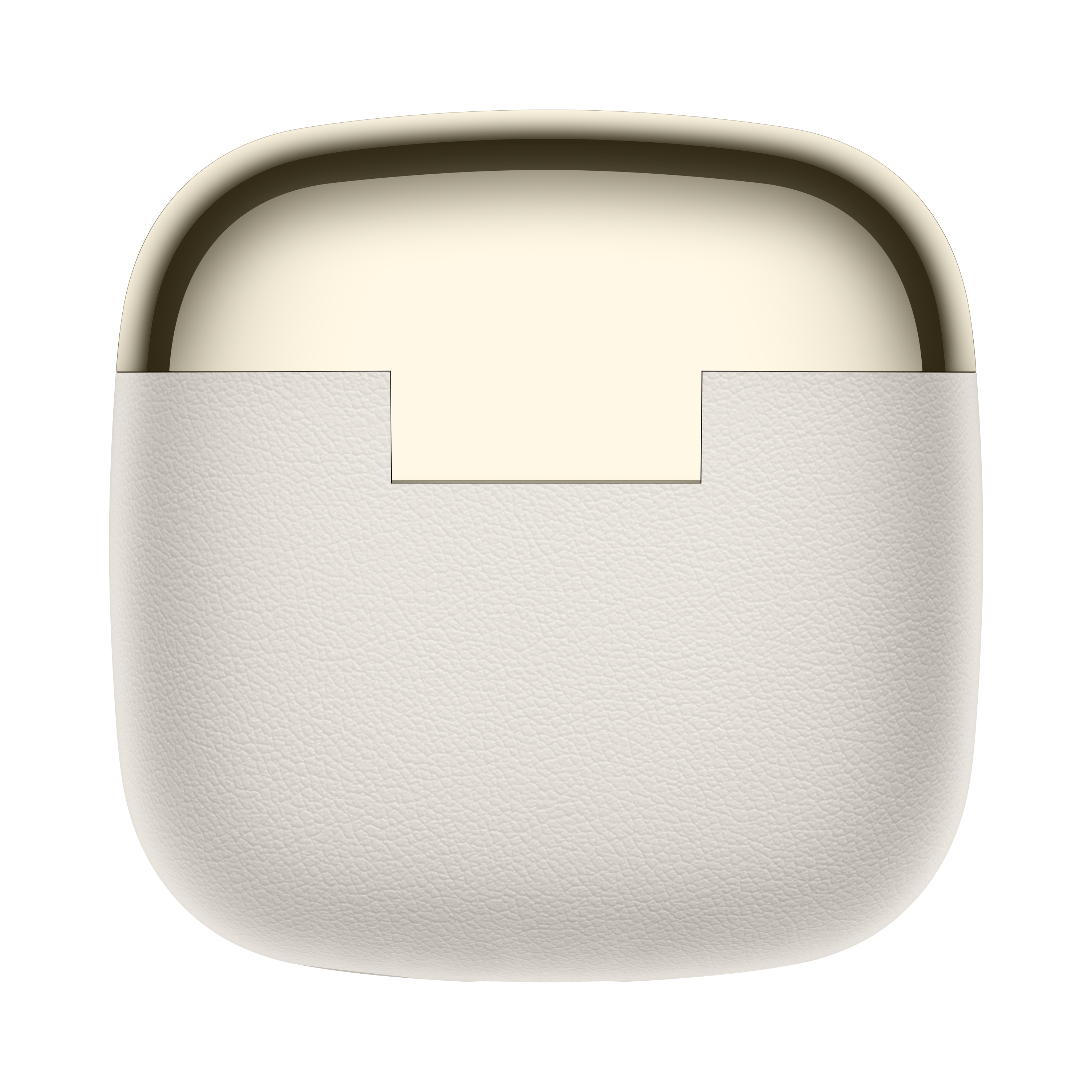 Ein Gehäuse mit goldenem Deckel und weißem Boden.