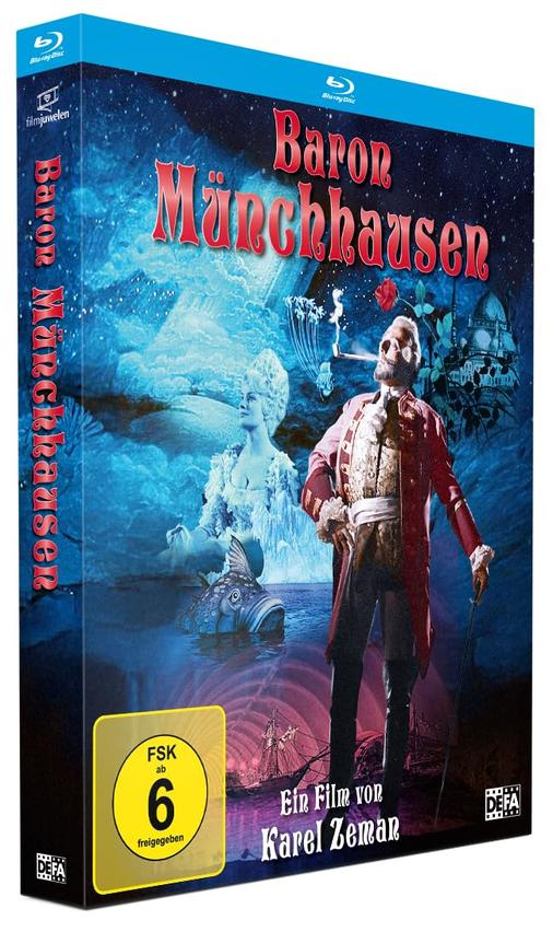 Blu-ray-Hülle mit einem Filmplakat und einem Mann in einem roten Mantel.