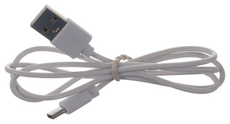 Egy fehér USB kábel USB-A és USB-C csatlakozóval.