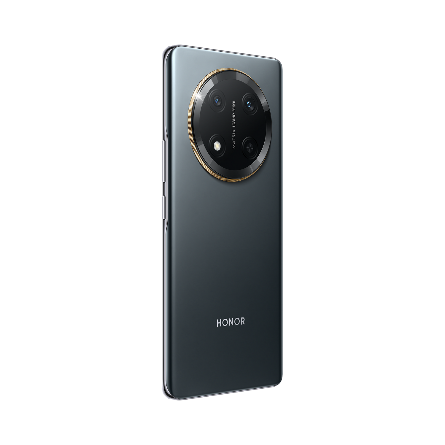 Smartphone con una matriz de cámara grande y circular sobre una superficie negra.
