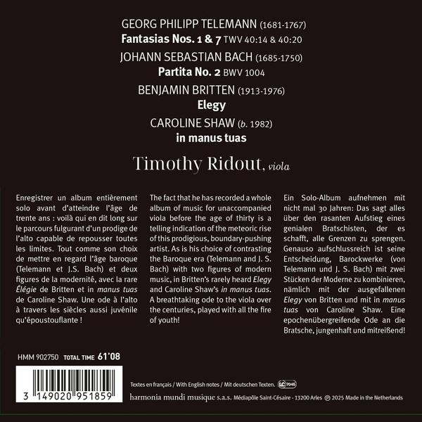 Timothy Ridout | Telemann, Bach, Britten, Shaw - (CD) Timothy Ridout ...