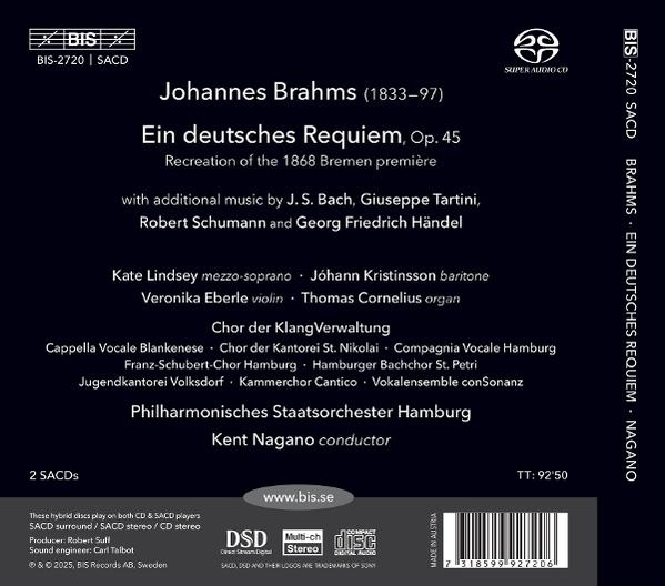 CD-Cover mit Musik von Johannes Brahms, das 'Ein Deutsches Requiem', mit Kate Lindsey und Veronika Eberle.