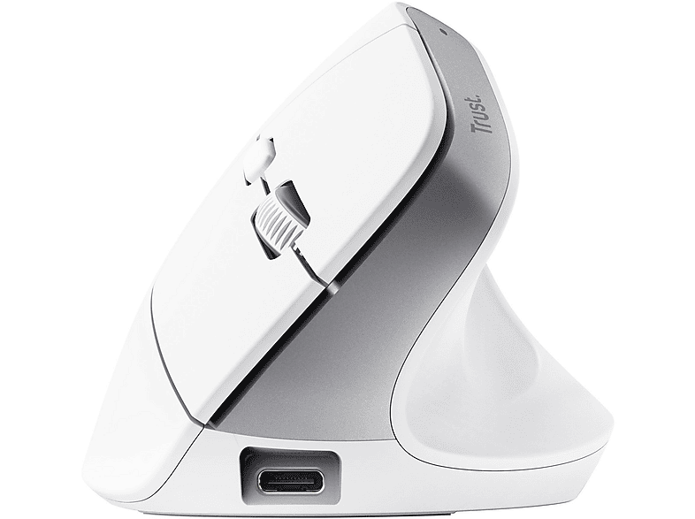 MOUSE WIRELESS TRUST BAYO+ ERG WRLS MOUSE, Collegamento Wireless, Ingresso: Otticamente a diodi laser, Scrolling 2 direzioni, Risoluzione max 2400 dpi, forma ergonomica, White