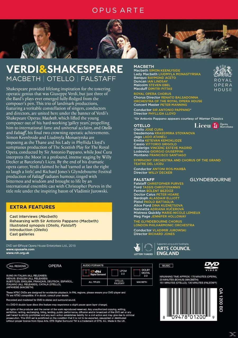 VARIOUS, Gran Teatre del Liceu Symphony Orchestra, The London Philharmonic Orchestra, Orchestra Of The Royal Opera House - Macbeth/Otello/Falstaff  - (DVD)