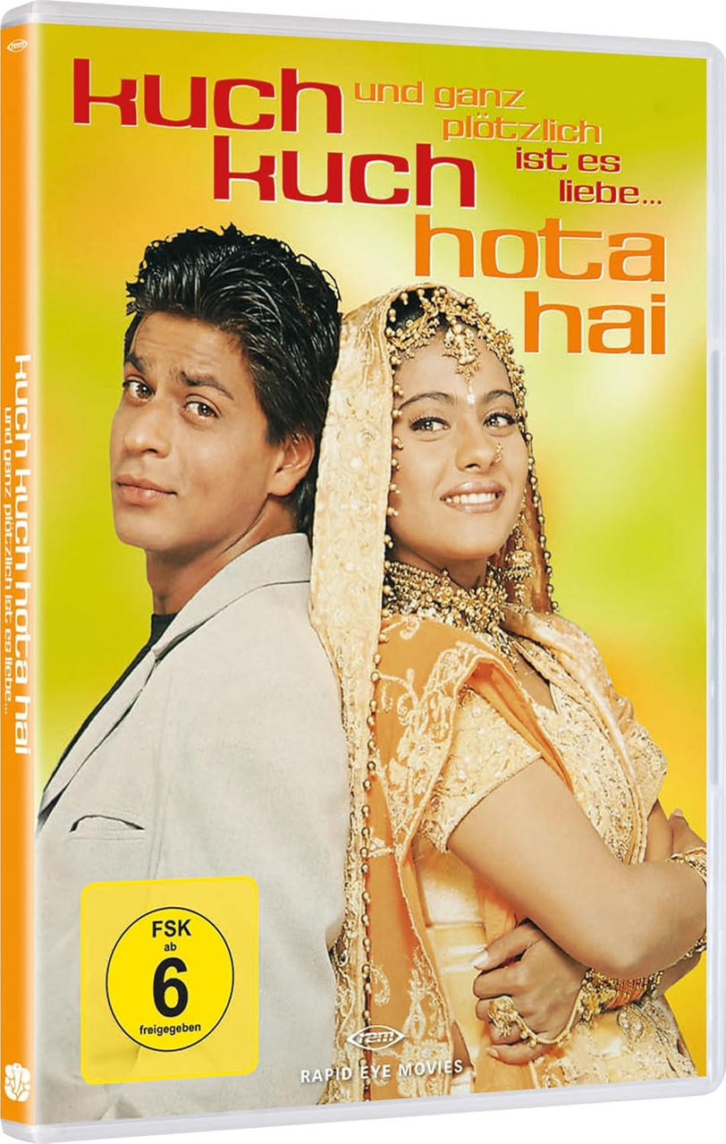 DVD-Cover mit Shahrukh Khan und Kajol aus dem Film Kuch Kuch Hota Hai.