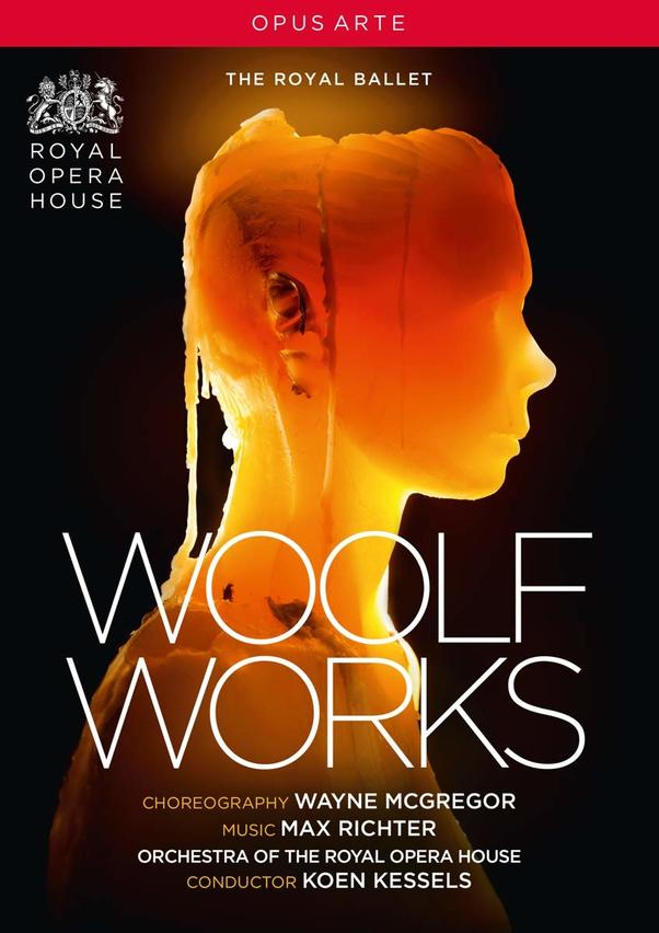 Poster: 'Woolf Works' vom Royal Ballet, mit einer Silhouette und dem Opus Arte Logo.
