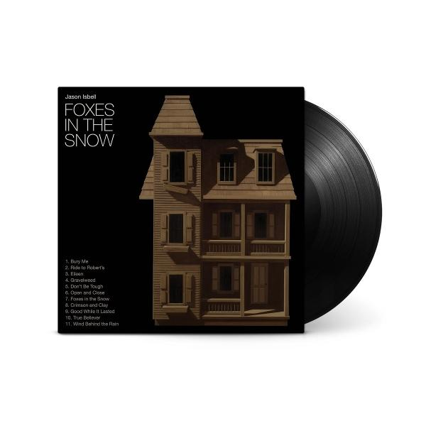 Vinyl-Schallplatte mit Hausbild. Das Cover trägt Albumtitel und Trackliste.