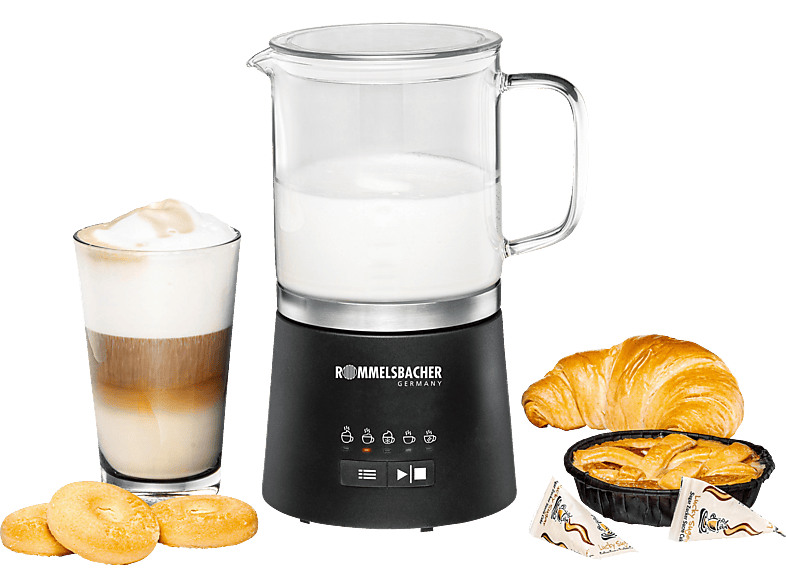 ROMMELSBACHER MS 625 Milchaufschäumer, Schwarz/Edelstahl, 600 Watt, 0,5 l