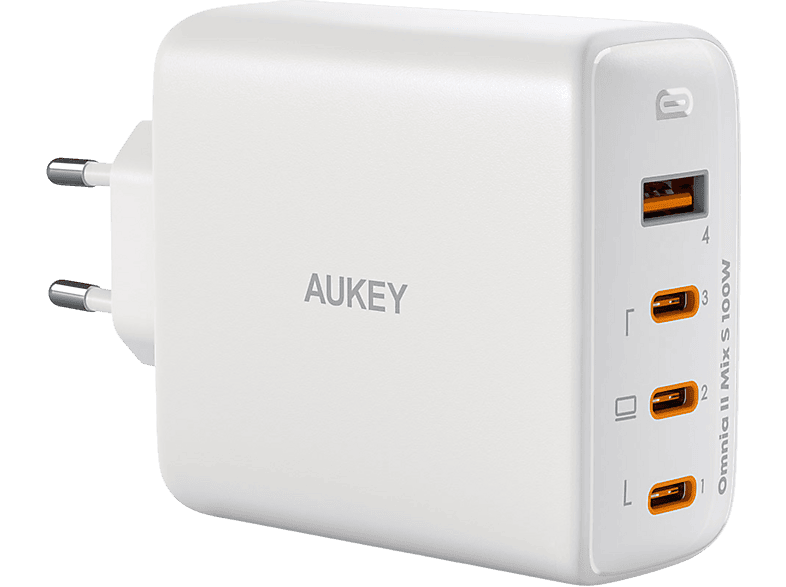 AUKEY PA-B7S-WH 100W Dört Bağlantı Noktalı PD GaN Duvar Şarj Cihazı