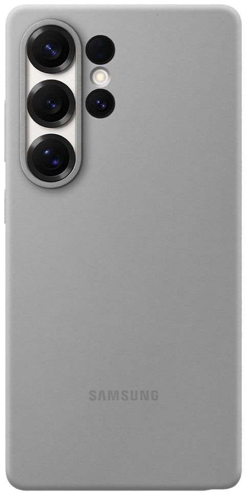 Szary tył telefonu z aparatami. Telefon ma trzy aparaty i lampę błyskową.