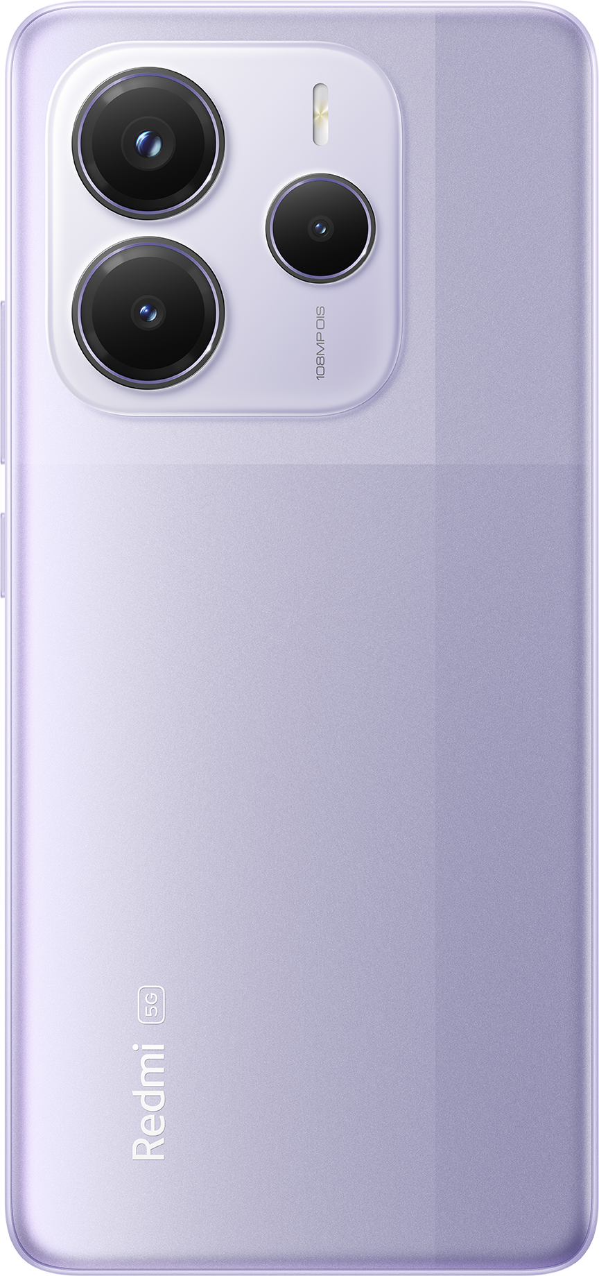 Lila telefon hátulján hármas kamerával.