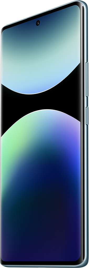 Okostelefon kék színátmenetes képernyővel és kamerával. A telefon elegáns dizájnnal rendelkezik.
