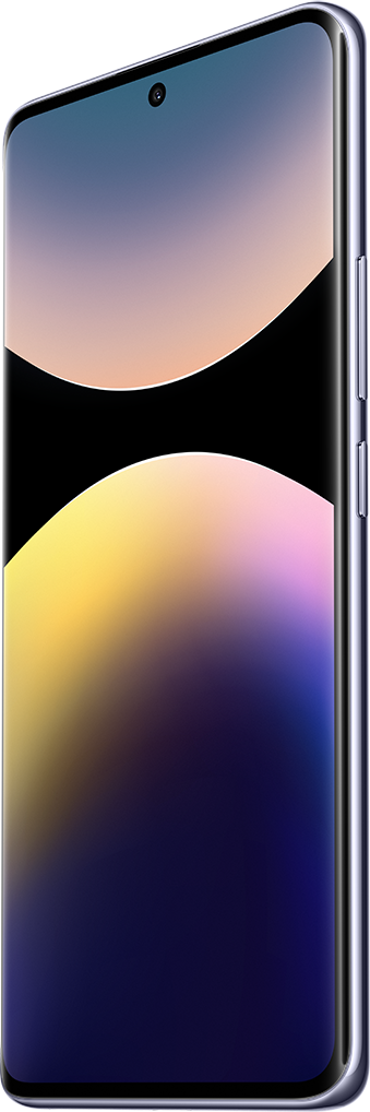 Lila telefon ívelt képernyővel, profil.