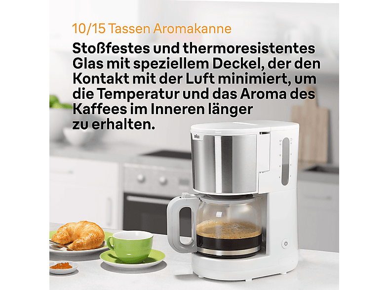 Braun KF 1500WH Pur Shine Filterkaffeemaschine Weiß — Foto 3 von 5