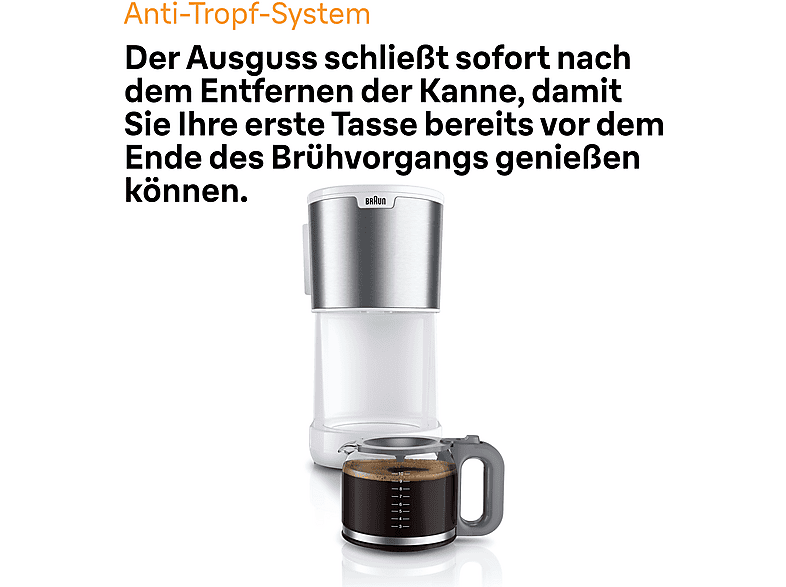Braun KF 1500WH Pur Shine Filterkaffeemaschine Weiß — Foto 4 von 5