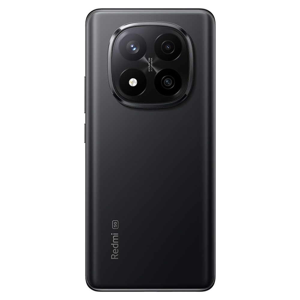 Büyük bir kamera dizisine sahip siyah bir telefon. Kamera bir daire içinde. Telefonun arkası siyah.