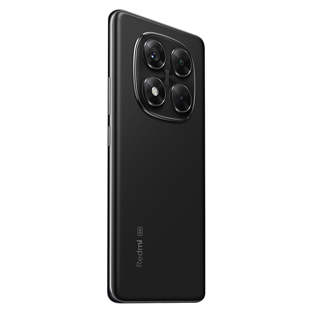 Dört lensli, 5G logolu ve Redmi markalı siyah akıllı telefon arkası.