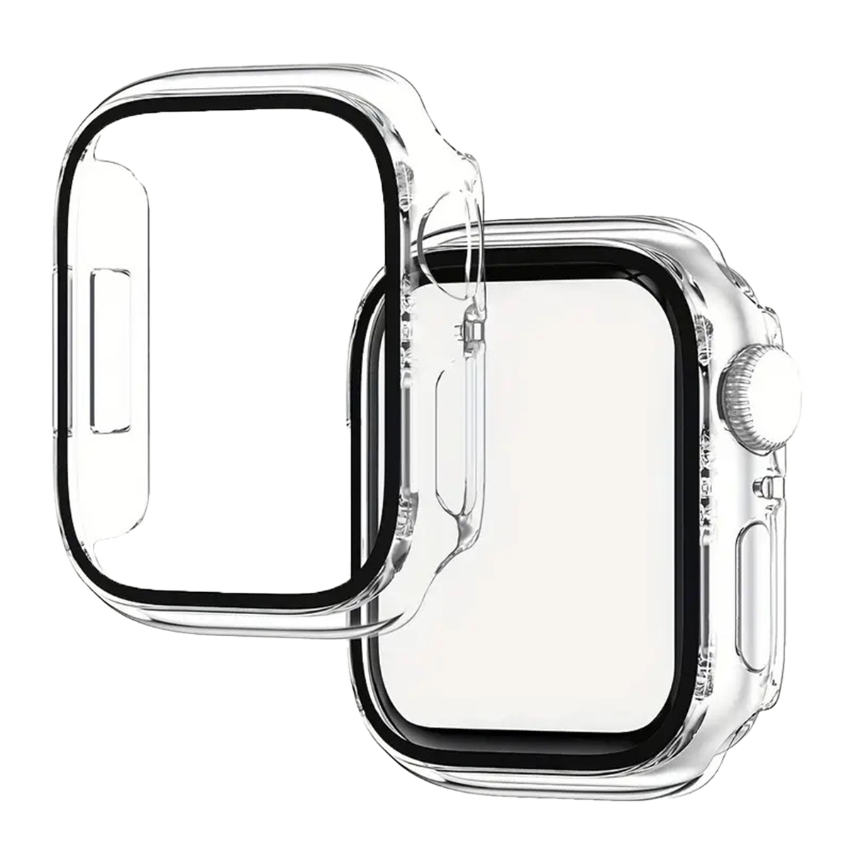 Bir Apple Watch'un önünde koruyucu bir kılıf.