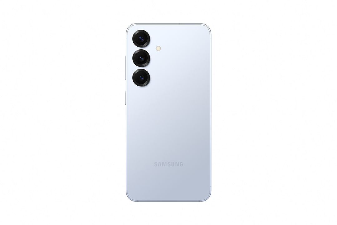 Egy világoszöld telefon oldalsó nézete fehér háttéren. Az oldalon gombok és kamerák találhatók.