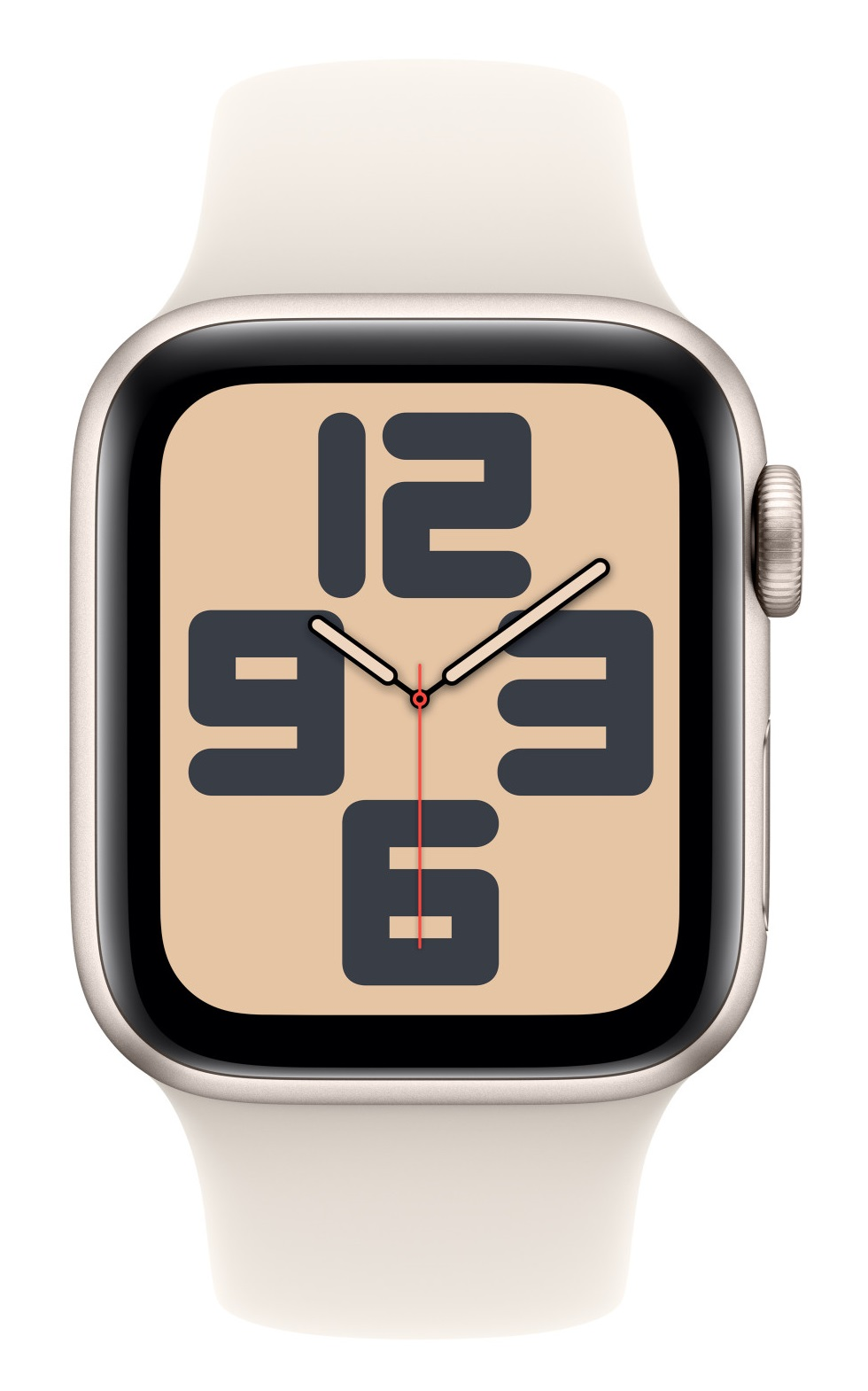 Beżowy Apple Watch z tarczą zegarka.