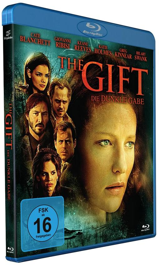 Blu-ray-Disc für 'The Gift'. Mit Schauspielern wie Cate Blanchett. Dunkles, dramatisches Bild von Gesichtern. FSK 16.