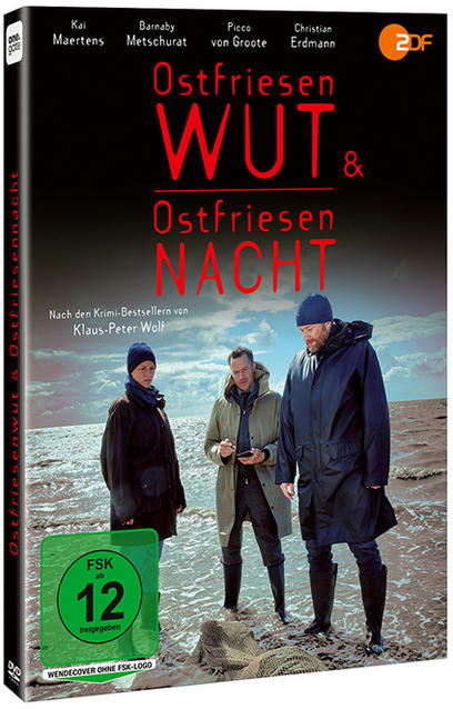 DVD-Cover von 'Ostfriesen Wut & Ostfriesen Nacht' mit Schauspielern und einer Strandszene.