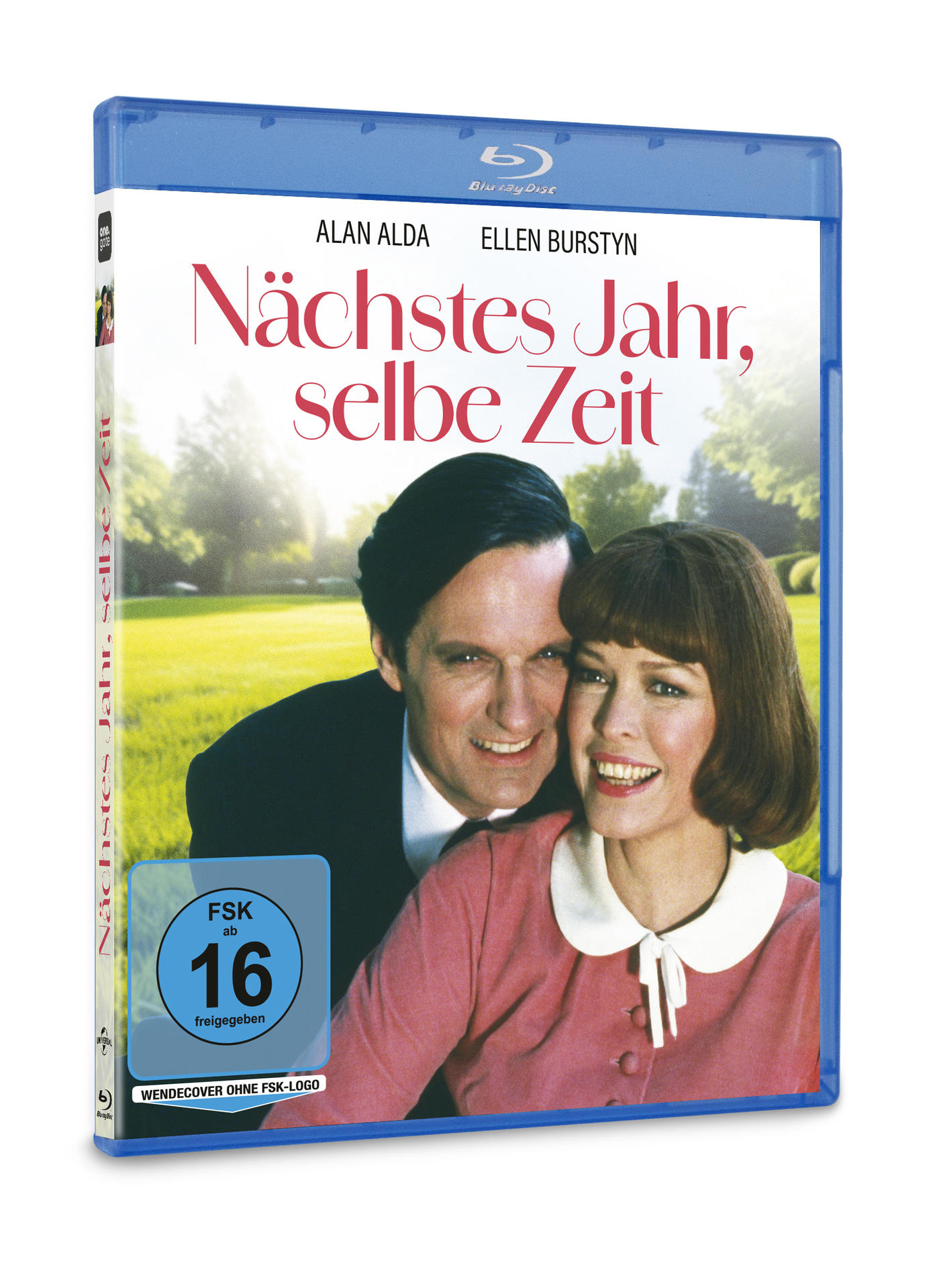 Blu-ray-Hülle mit Filmplakat. Mann und Frau lächeln. Titel: Nächstes Jahr, selbe Zeit.