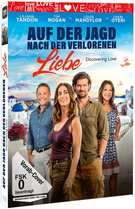 Filmcover: Vier lächelnde Personen mit dem Titel „Auf der Jagd nach der verlorenen Liebe“.