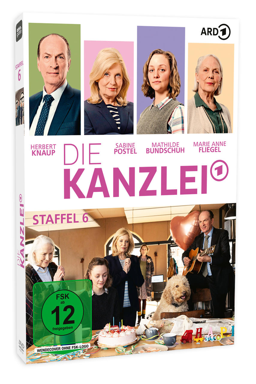 DVD-Hülle für "Die Kanzlei", Staffel 6. Zeigt mehrere Schauspieler und das Logo der Serie.