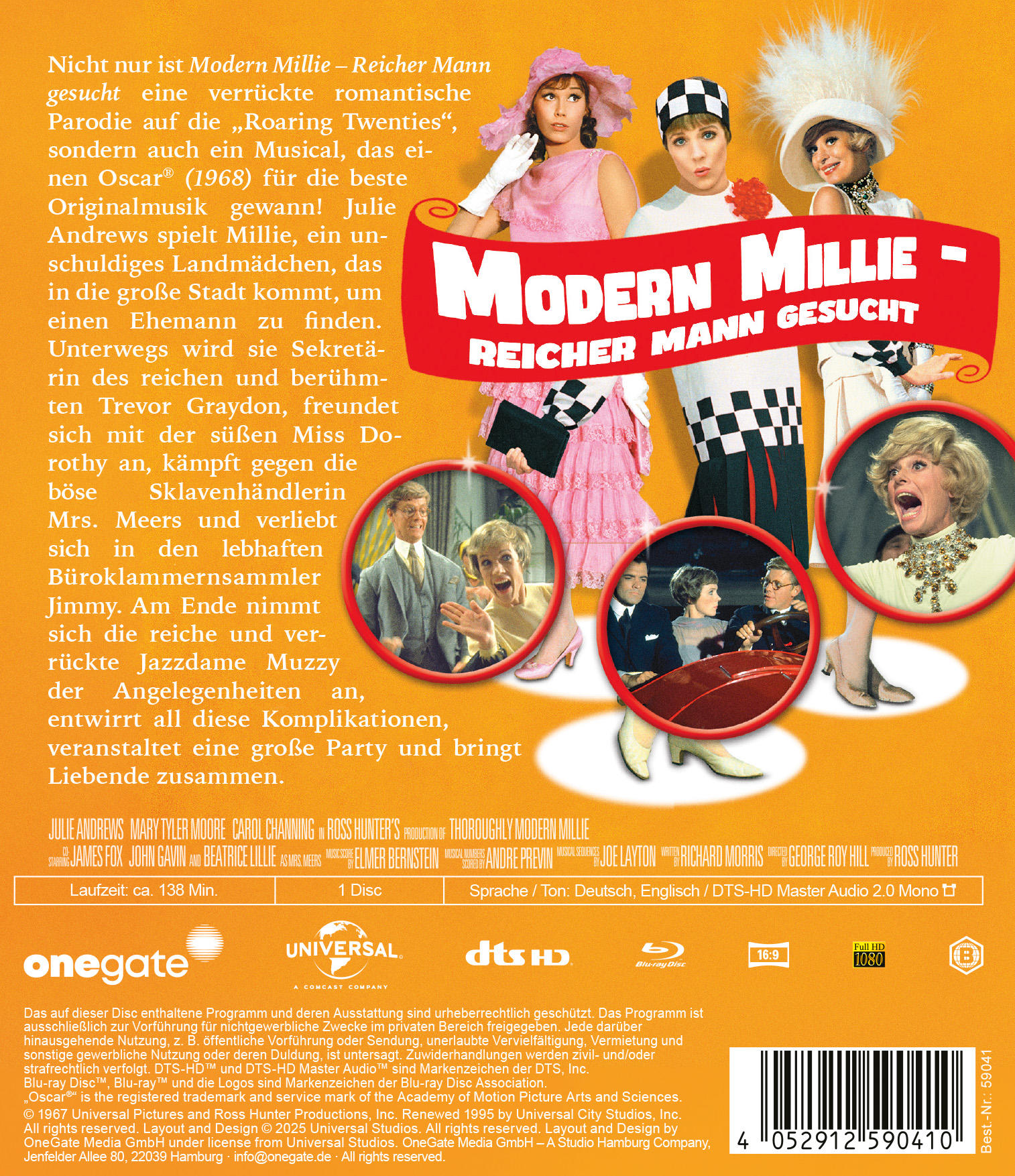 Filmcover für 'Modern Millie'. Buntes Bild von Schauspielern. Text auf Deutsch. DVD-Hülle mit Logos.