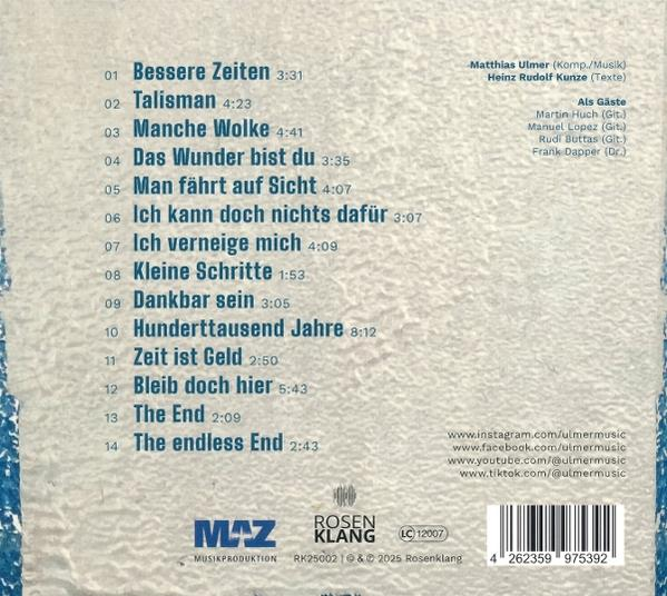 Rückseite einer CD-Hülle mit Titelliste und Credits. Text auf Deutsch und Logo unten.