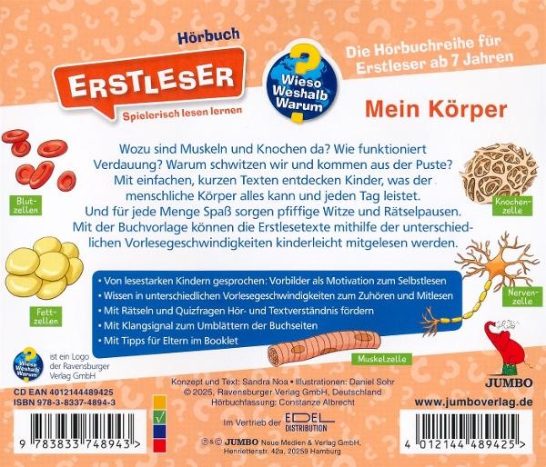 Buchcover mit Text und Illustrationen über den menschlichen Körper.