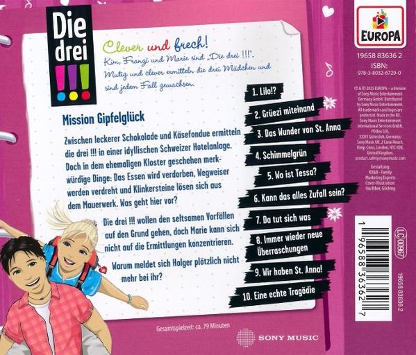 Ein CD-Cover mit Comicfiguren und Text auf Deutsch. Ein roter Rücken rechts.