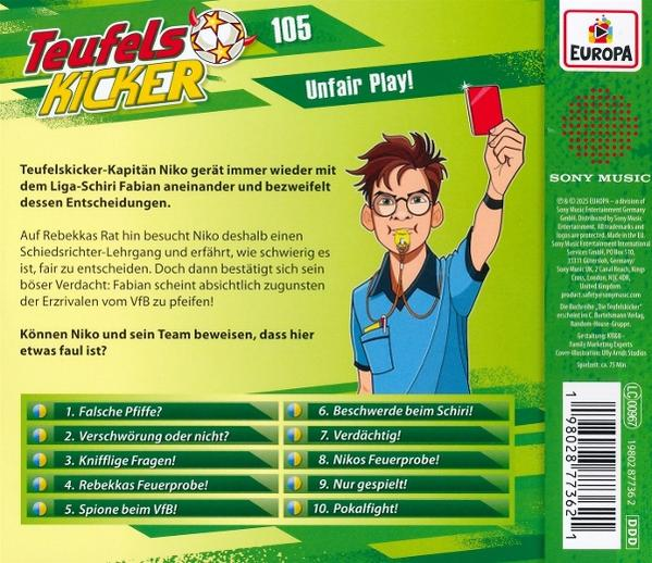 Rückseite einer 'Teufels Kicker' DVD mit Cartoon-Figur und Text.