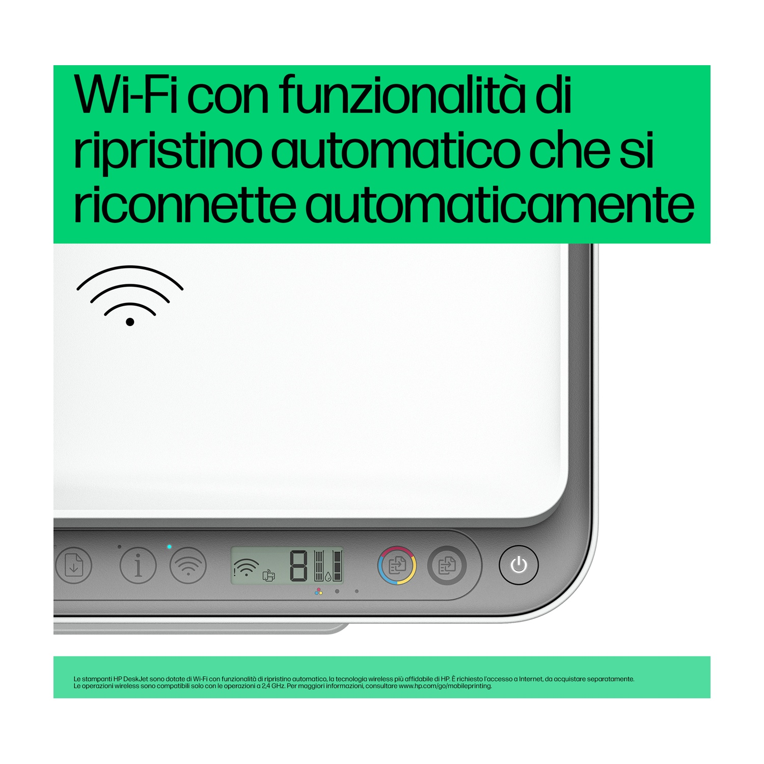 Dettaglio stampante, una stampante bianca con schermo. Sfondo bianco.