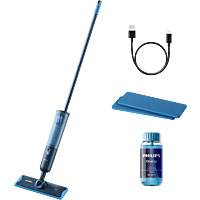 MediaMarkt PHILIPS OneUp XV3101/11 Elektrische Dweil Blauw inclusief extra dweildoek aanbieding
