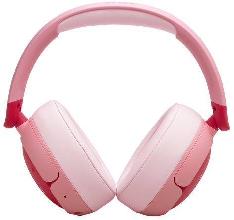 Różowe słuchawki z nausznikami skierowanymi na zewnątrz.