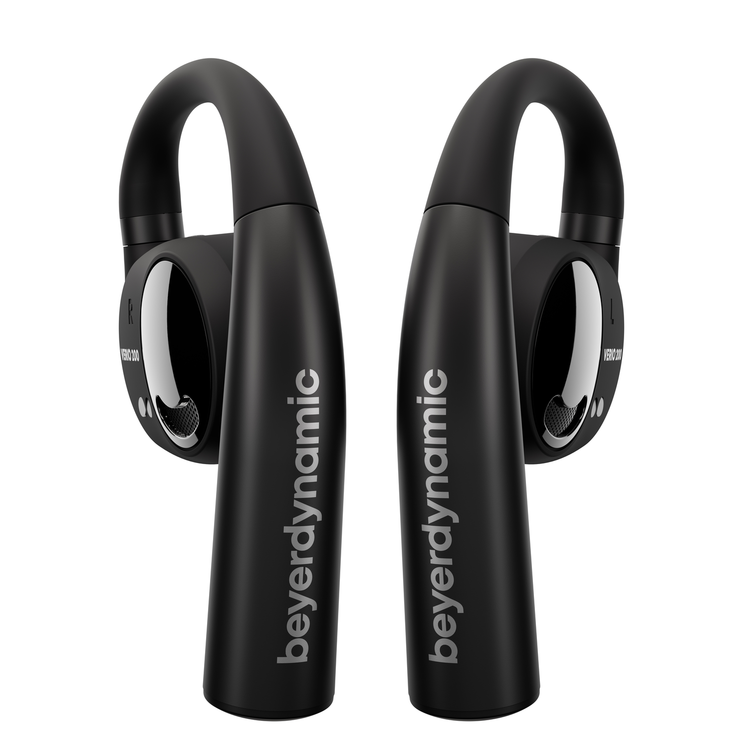 Casque Beyerdynamic noir. Le mot 'beyerdynamic' est imprimé en blanc sur chaque écouteur.