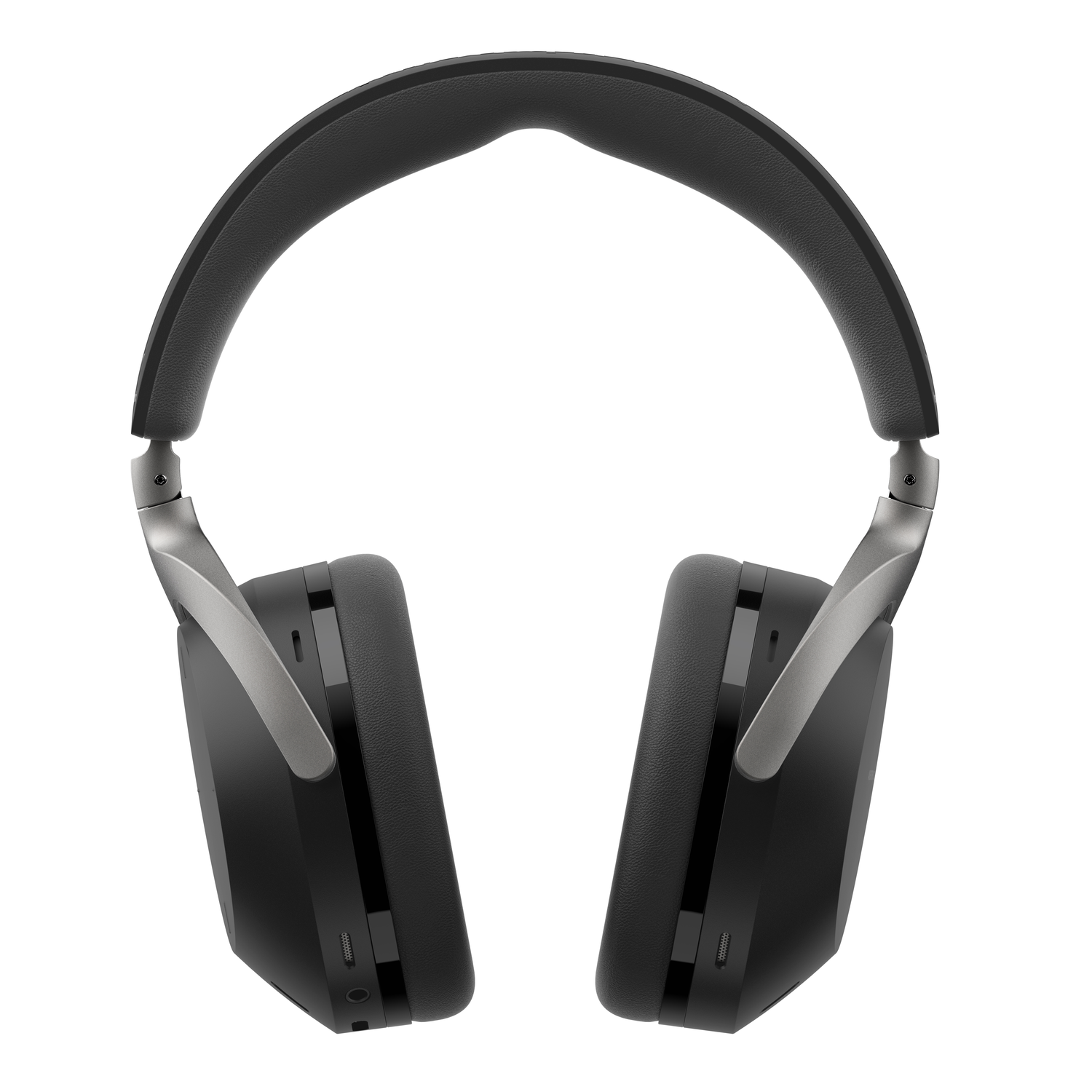 Casque noir. Le haut de l'arceau et les oreillettes sont visibles.