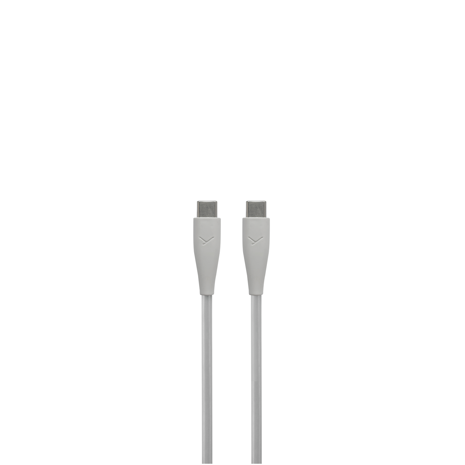 Deux câbles USB-C gris sur fond blanc.