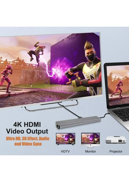 Dizüstü bilgisayarı TV, monitör ve projektöre bağlayan HDMI adaptörü.