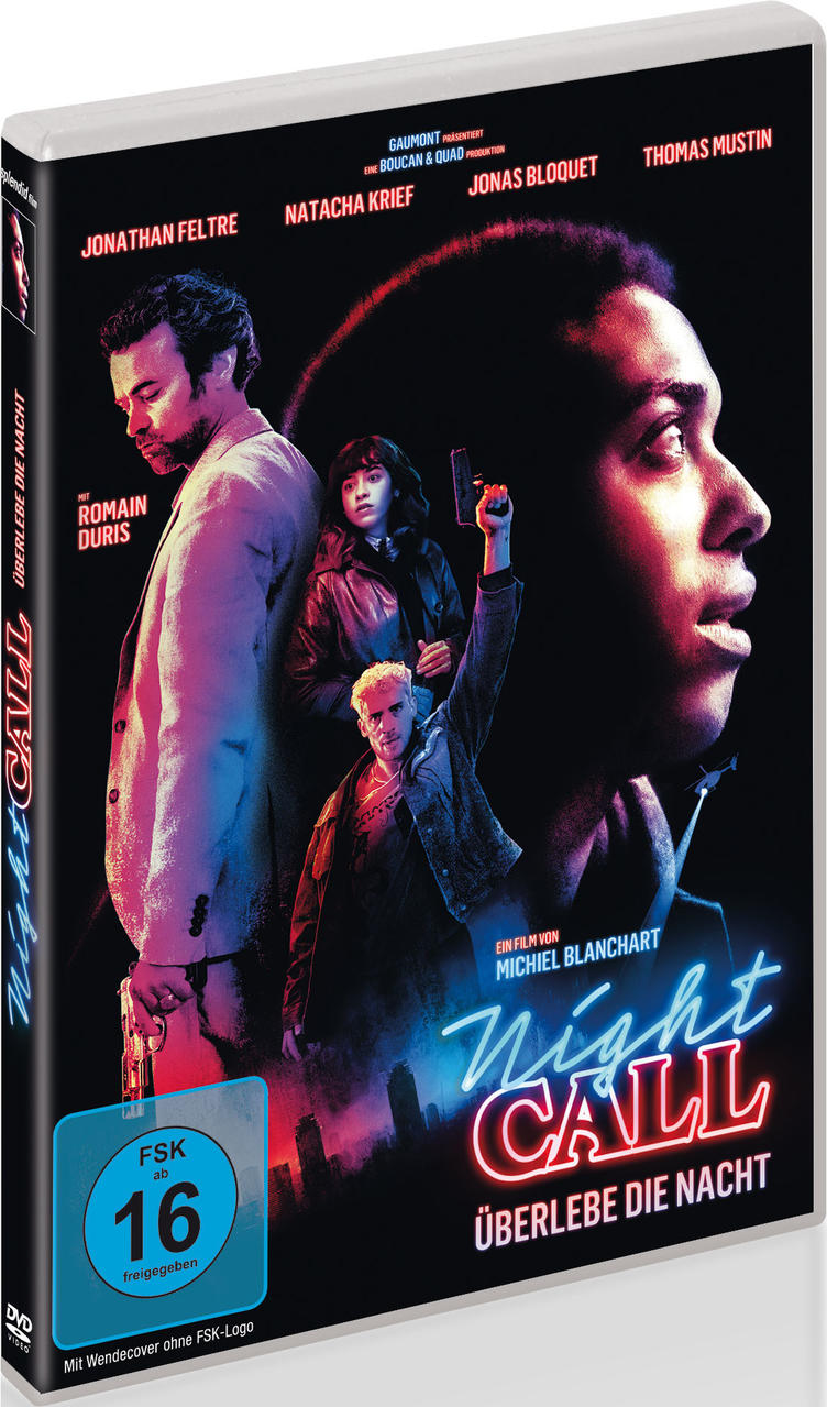 DVD-Cover mit Schauspielern und dem Titel 'Night Call Überlebe die Nacht', mit FSK 16.