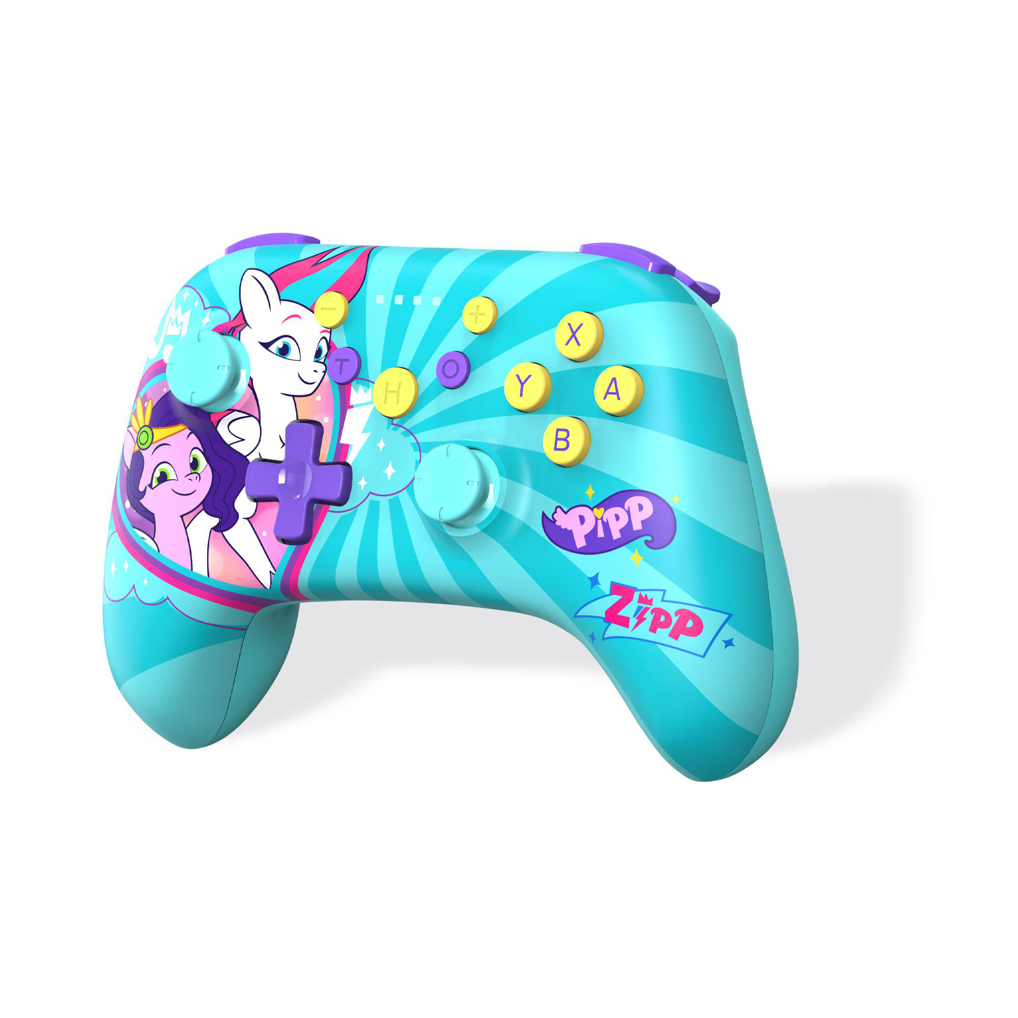 Ein türkis-blaues My Little Pony-Spiel-Gamepad.