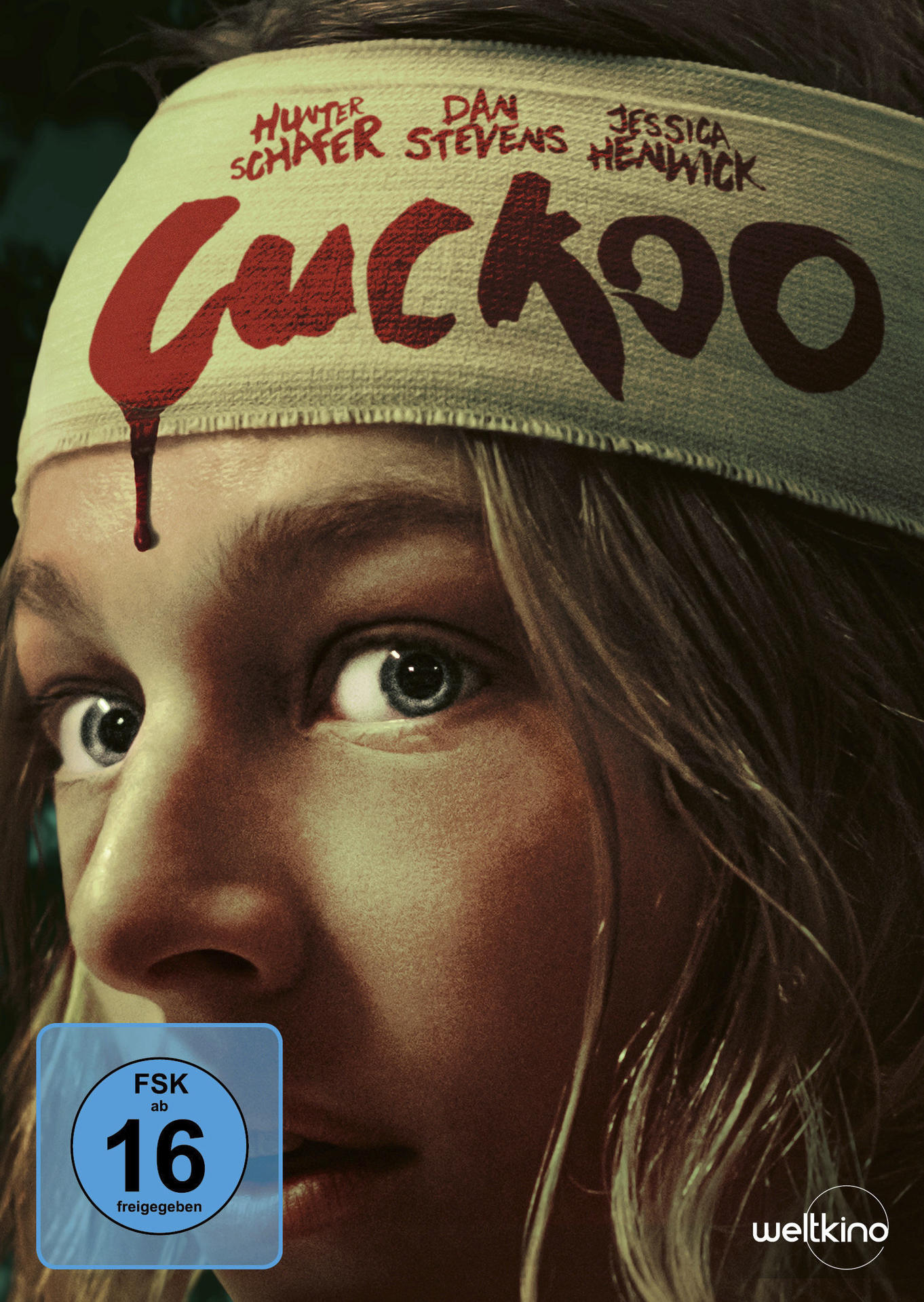 Nahaufnahme des Gesichts eines Mädchens mit Stirnband. Filmplakat.