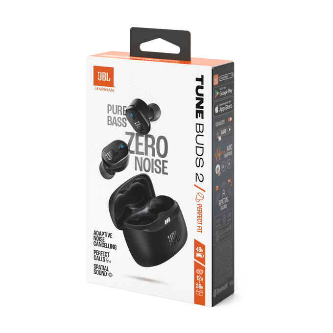 Auriculares JBL Tune Buds 2/Perfect Fit en blanco.