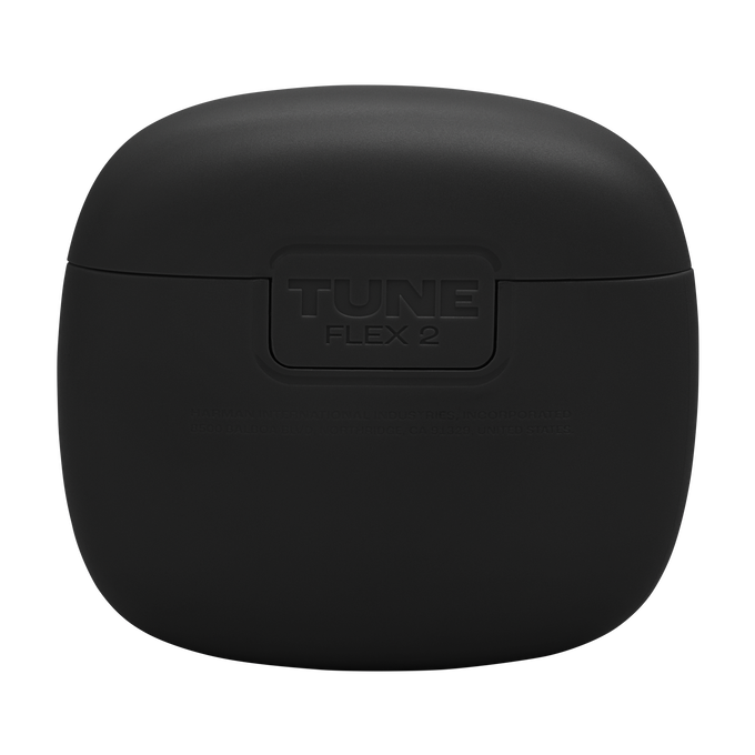 Funda de auriculares inalámbricos negra con la etiqueta 'TUNE FLEX 2'.