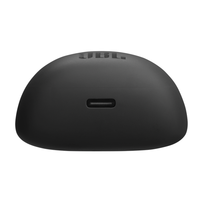 Estuche de carga JBL negro con puerto USB-C.