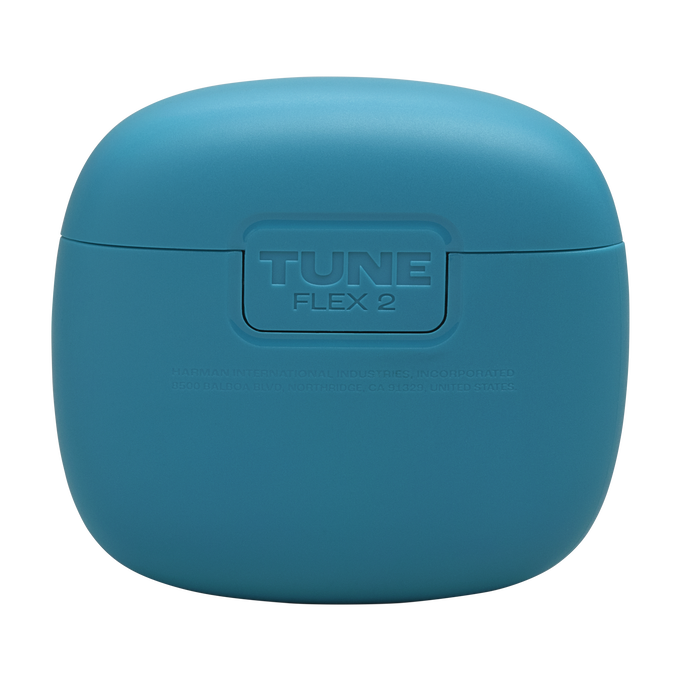 Una funda de carga azul con las palabras TUNE FLEX 2 escritas, fondo blanco.