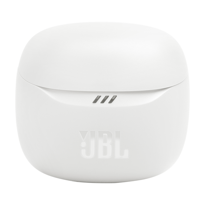 Estuche de carga JBL blanco.