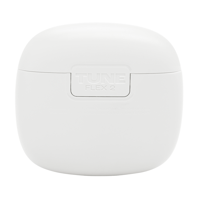 Estuche de carga blanco con el texto "TUNE FLEX 2".